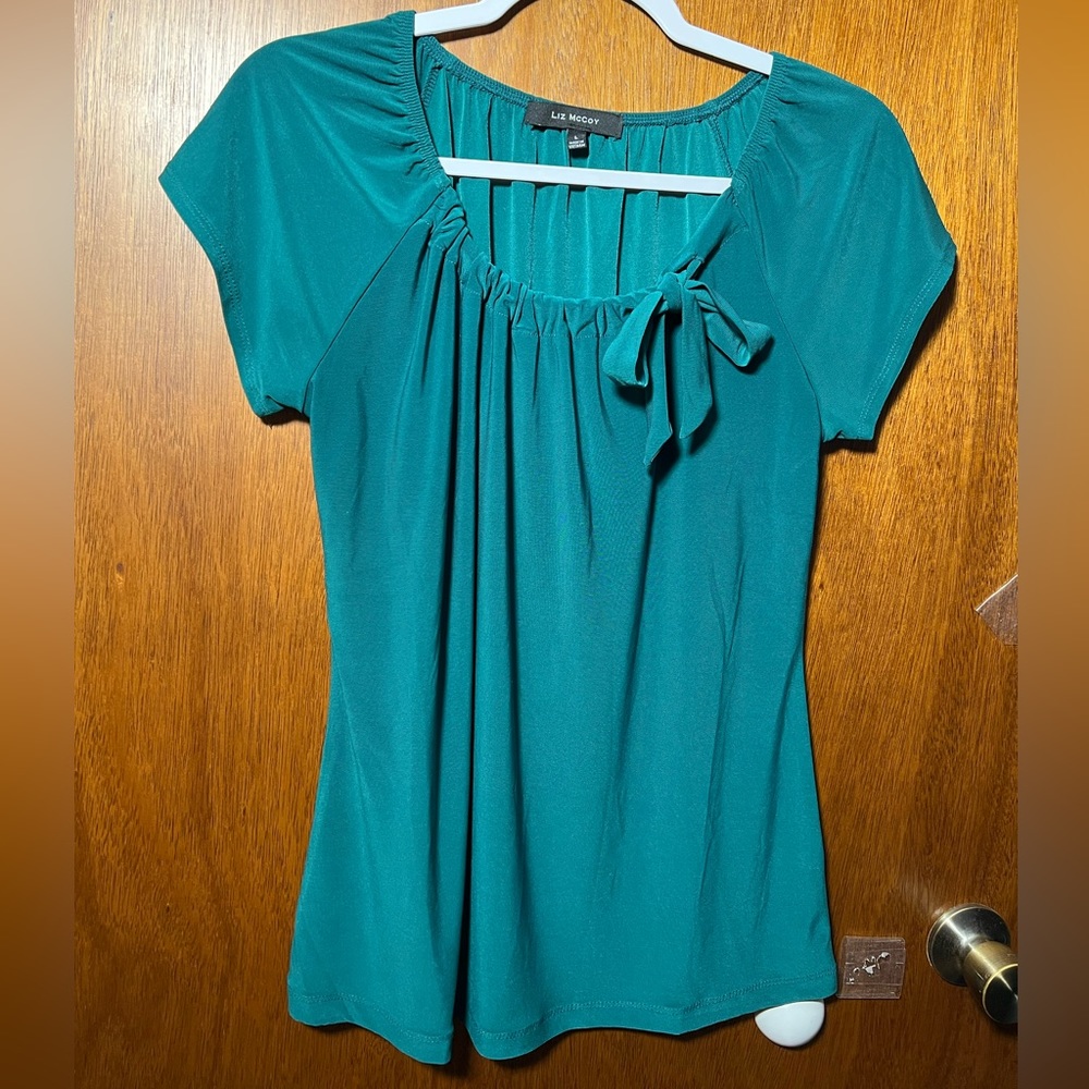 Liz McCoy size L dark green blouse